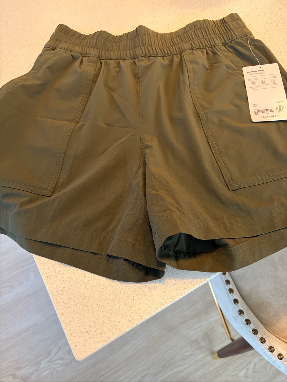 Athleta olive green shorts.